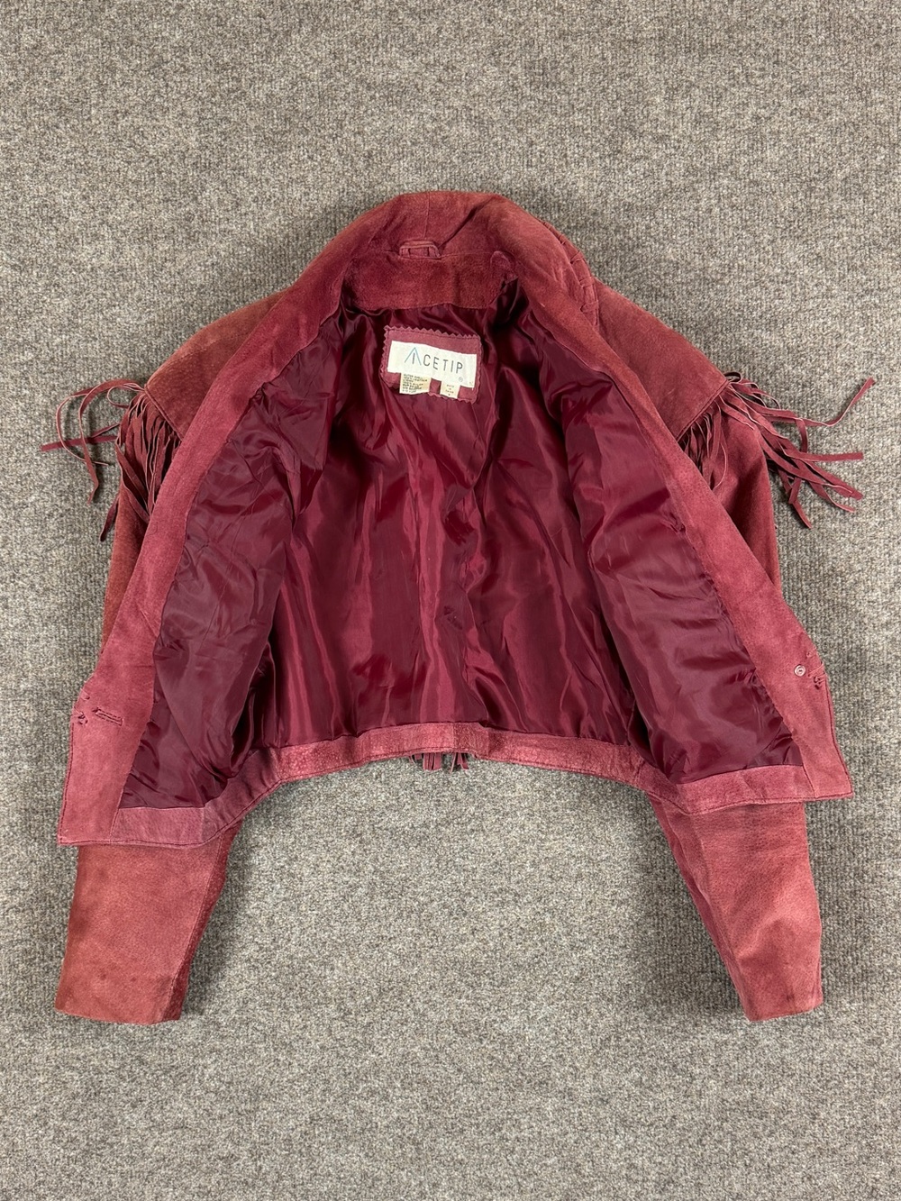 Vintage Red Suede Leather Cropped Fringe Jacket Women’s S Western Festival Boho - Picture 4 of 13